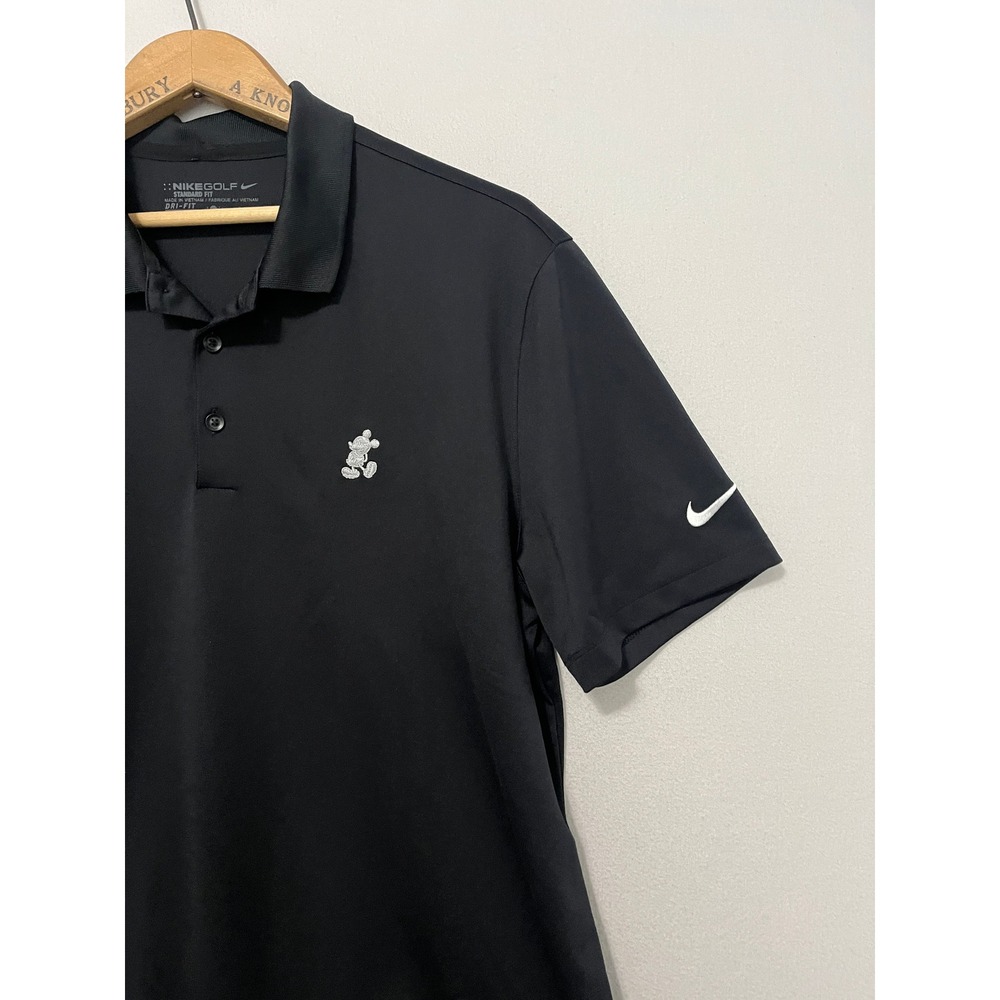 Nike Golf Disney Parks Mickey Mouse Dri-FIT Polo Shirt Black Mens L 725518-010